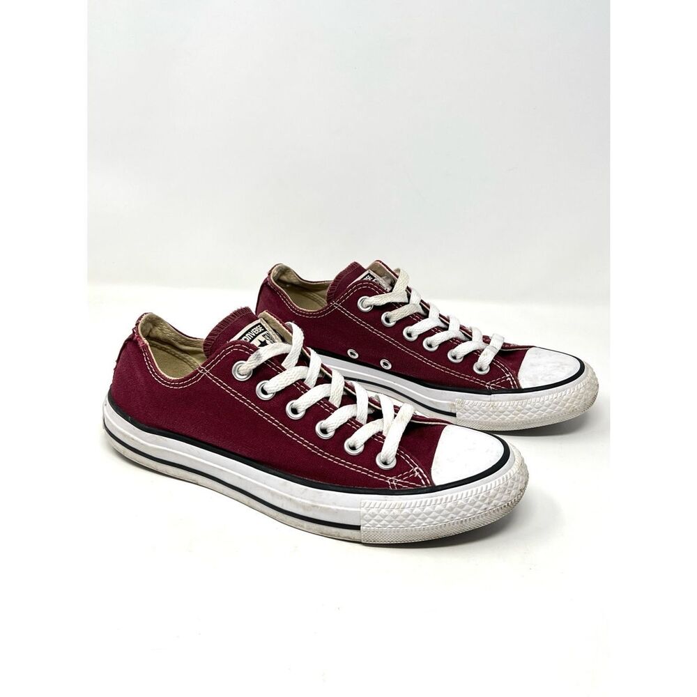 Converse Chuck Taylor All Star Low Top Red Burgundy Canvas Sneakers W7 M5